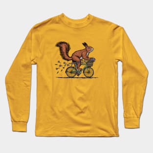 Squirrel Riding On Bike At Spring Long Sleeve T-Shirt